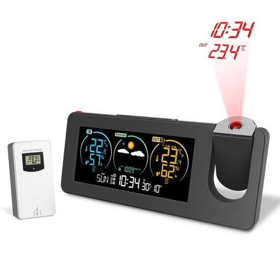 Calendario perpetuo Previsioni meteo Schermo a colori Display digitale Orologio con proiezione (USB)