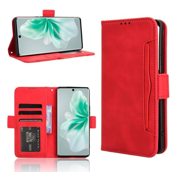 Per vivo V30 5G / V30 Pro 5G Custodia per cellulare in pelle con texture di vitello e slot per schede(Rosso)