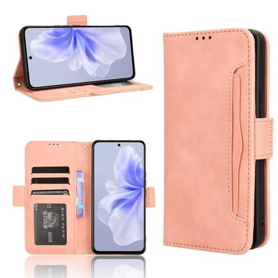 Per vivo S18e 5G Custodia per telefono in pelle con texture di vitello con slot per schede (rosa)