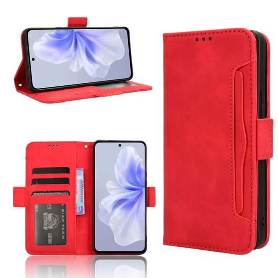 Per vivo S18e 5G Custodia per telefono in pelle con texture di vitello con slot per schede (rosso)
