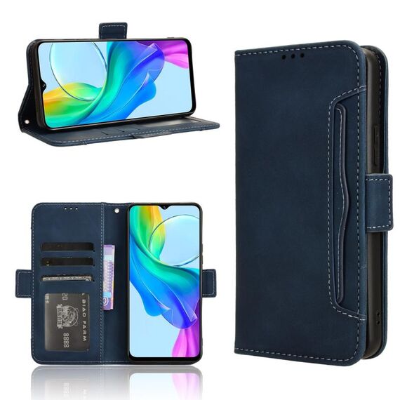 Per vivo Y03 4G Pelle di vitello Texture Slot per schede Custodia in pelle per telefono (blu)