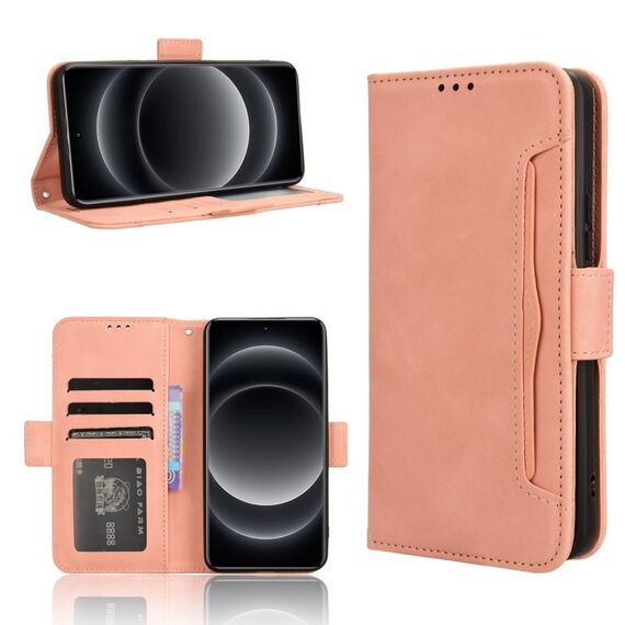 Custodia per telefono in pelle con slot per schede con texture di vitello Ultra Skin Feel per Xiaomi 14 (rosa)