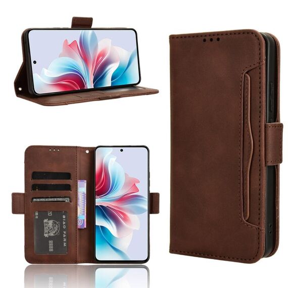 Per OPPO Reno11 F 5G / F25 Pro 5G Custodia per cellulare in pelle con texture di vitello e slot per schede (marrone)