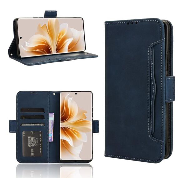 Per OPPO Reno11 Pro 5G Global Skin Feel Calf Texture Slot per schede Custodia in pelle per telefono (blu)