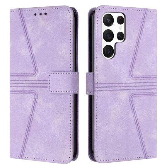 Custodia per telefono in pelle tinta unita triangolare per Samsung Galaxy S24 Ultra 5G (viola)