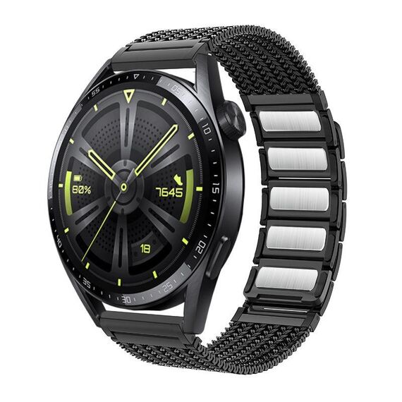 Per Huawei Watch 4/4 Pro Cinturino per orologio in acciaio inossidabile con catena intrecciata con chiusura magnetica da 22 mm (grigio titanio)