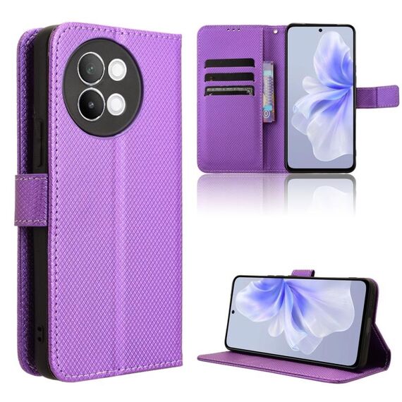 Custodia per telefono in pelle con texture diamante vivo S18e 5G (viola)