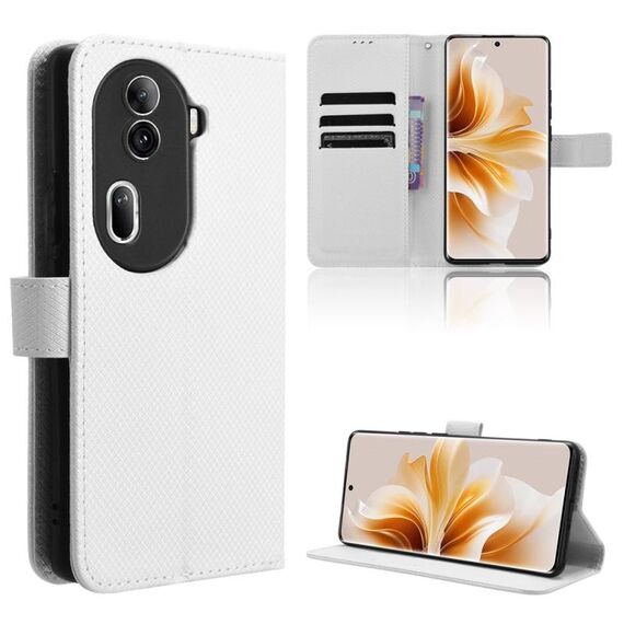 Per OPPO Reno11 Pro 5G Custodia per cellulare in pelle con texture diamante globale (bianca)