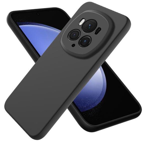 Custodia per telefono antiurto in silicone liquido di colore puro per Honor Magic6 Pro (nera)