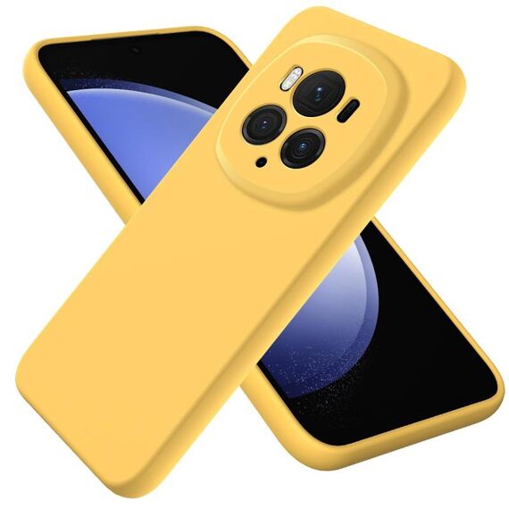 Custodia per telefono antiurto in silicone liquido di colore puro per Honor Magic6 Pro (giallo)