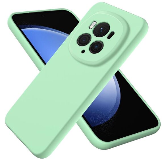 Custodia per telefono antiurto in silicone liquido di colore puro per Honor Magic6 Pro (verde)