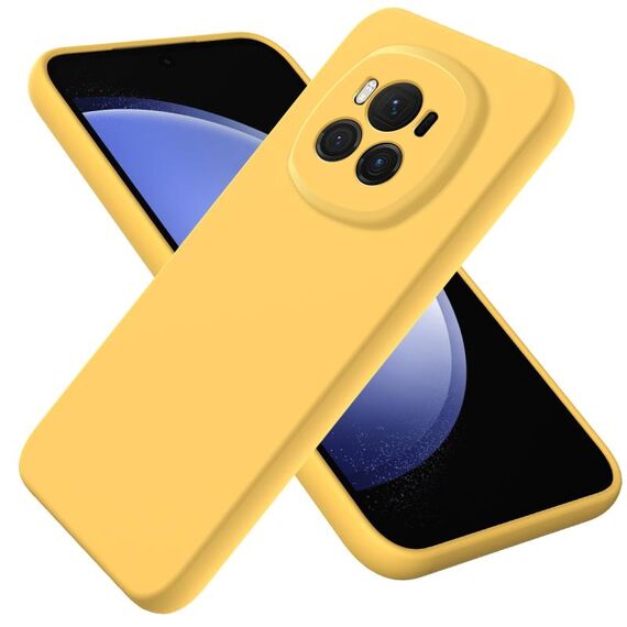 Custodia per telefono antiurto in silicone liquido di colore puro per Honor Magic6 (giallo)