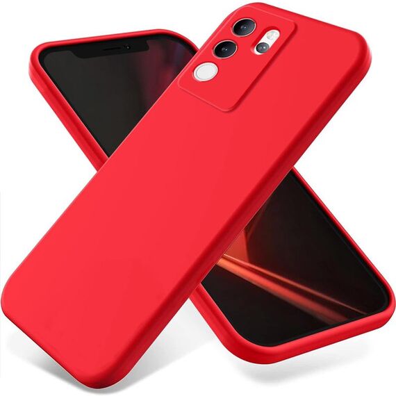 Per vivo V30 Lite Custodia protettiva a copertura totale antigoccia in silicone liquido tinta unita(Rosso)