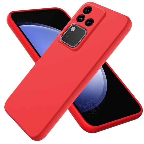 Per vivo S18 / S18 Pro / V30 / V30 Pro Custodia protettiva a copertura totale antigoccia in silicone liquido tinta unita(Rosso)
