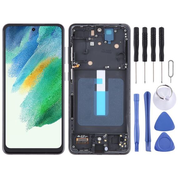 Per Samsung Galaxy S21 FE 5G SM-G990B Materiale TFT LCD Screen Digitizer assemblaggio completo con cornice, Non supporta l'identificazione delle impronte digitali (Nero)
