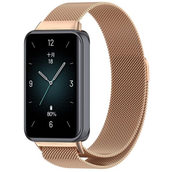 Cinturino per orologio in maglia di acciaio magnetico For Honor Band 9 Milan (oro rosa)