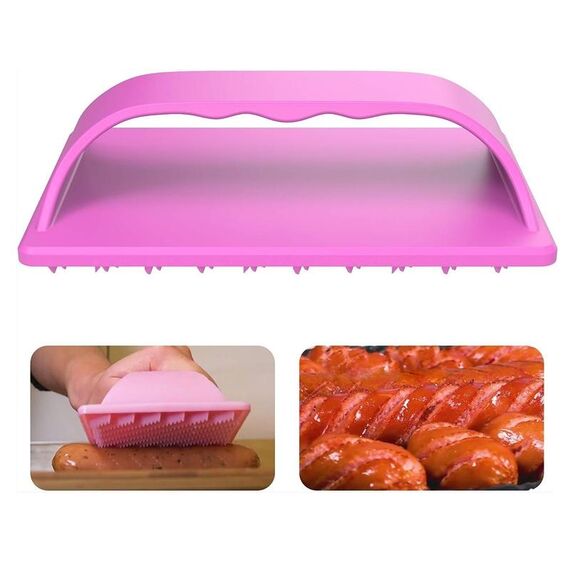 Affettatrice per hot dog, affettatrice per salsicce, per barbecue, campeggio all'aperto (rosa)