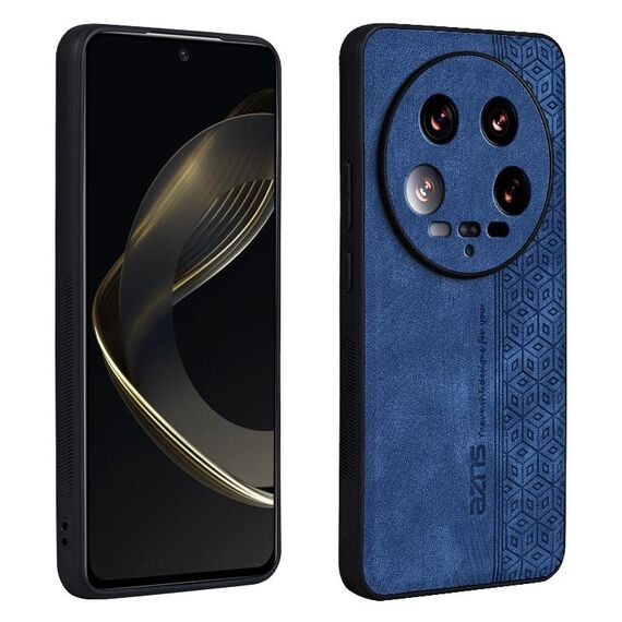 Custodia per telefono con sensazione di pelle in rilievo 3D per Xiaomi 14 Ultra AZNS (nera)