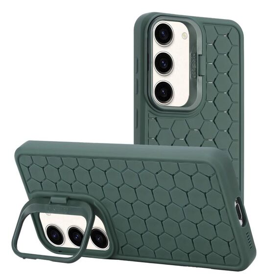 Per Samsung Galaxy S23 5G Custodia per telefono in TPU con supporto per lenti radianti a nido d'ape (verde)