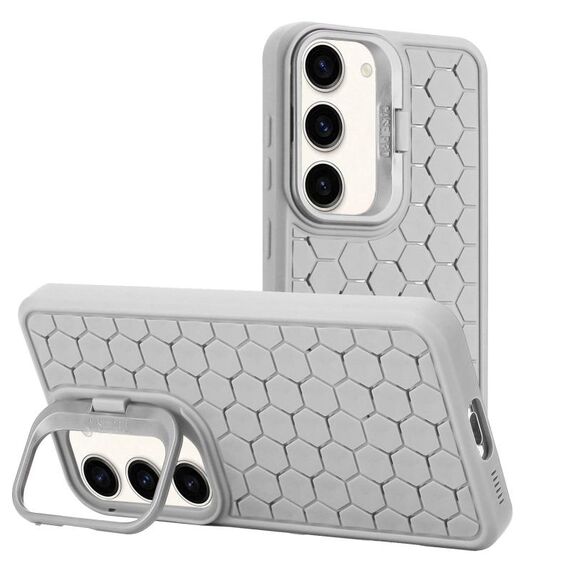 Per Samsung Galaxy S23 5G Custodia per telefono in TPU con supporto per lente radiante a nido d'ape (grigio)