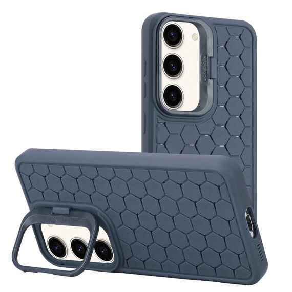 Per Samsung Galaxy S23 5G Custodia per telefono in TPU con supporto per lente radiante a nido d'ape (blu)