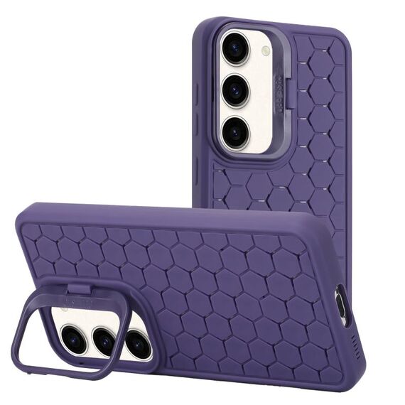 Per Samsung Galaxy S23 5G Custodia per telefono in TPU con supporto per lente radiante a nido d'ape (viola)