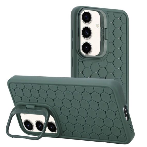 Custodia per telefono in TPU con supporto per lente radiante a nido d'ape per Samsung Galaxy S23 FE 5G (verde)