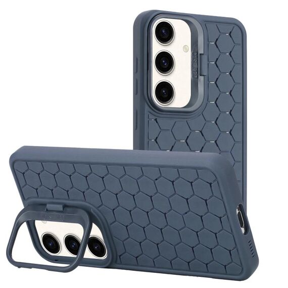 Custodia per telefono in TPU con supporto per lente radiante a nido d'ape per Samsung Galaxy S24 5G (blu)