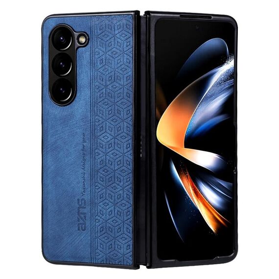 Per Samsung Galaxy Z Fold6 AZNS Custodia per telefono con sensazione di pelle in rilievo 3D (blu)
