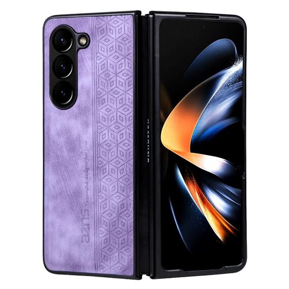 Per Samsung Galaxy Z Fold6 AZNS Custodia per telefono con sensazione di pelle in rilievo 3D (viola)