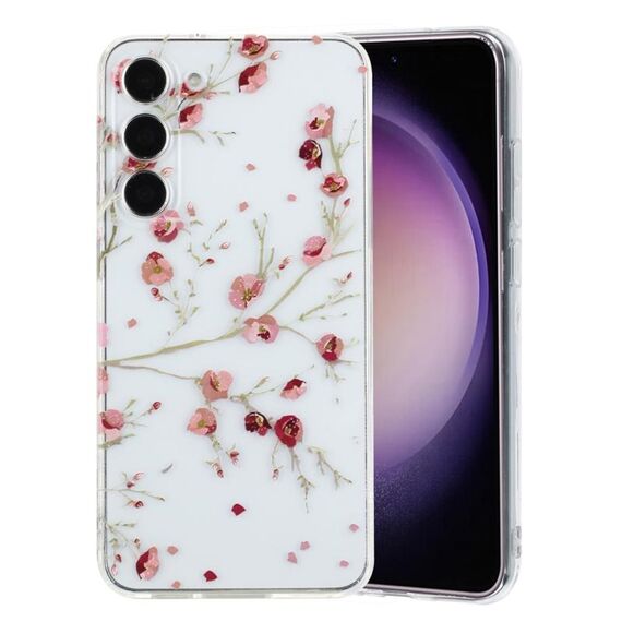 Per Samsung Galaxy S23+ 5G Custodia per telefono in TPU con motivo dipinto colorato (fiori rossi)
