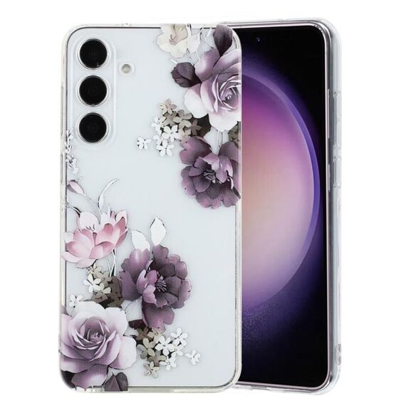 Per Samsung Galaxy S24+ 5G Custodia per telefono in TPU con motivo dipinto colorato (peonia)
