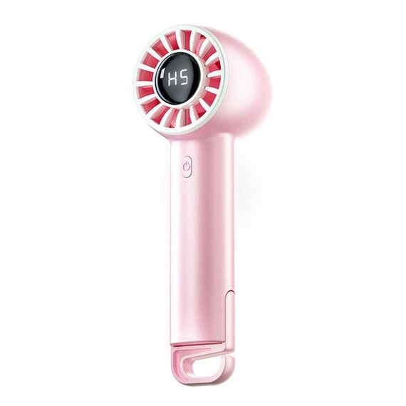 Ventilatore portatile pieghevole con fibbia portatile con display digitale, ricarica USB, piccolo ventilatore (rosa)