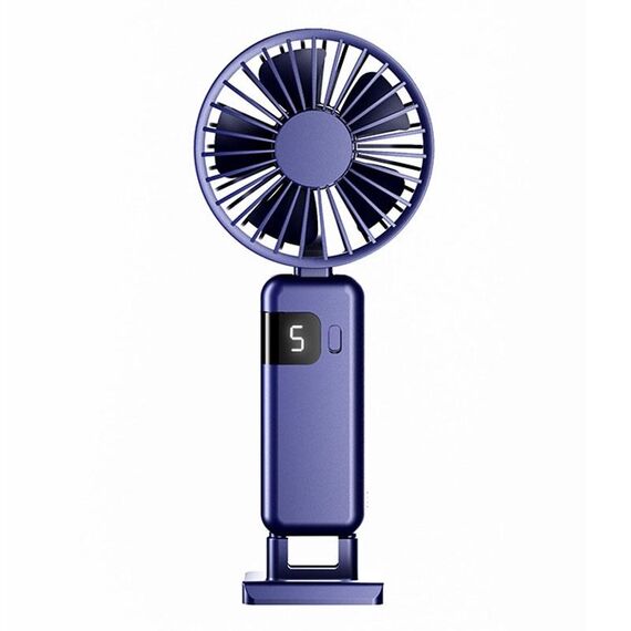 Display digitale portatile Appeso al collo Muto Piccolo ventilatore USB Ricaricabile Ventilatore pieghevole portatile(Blu)