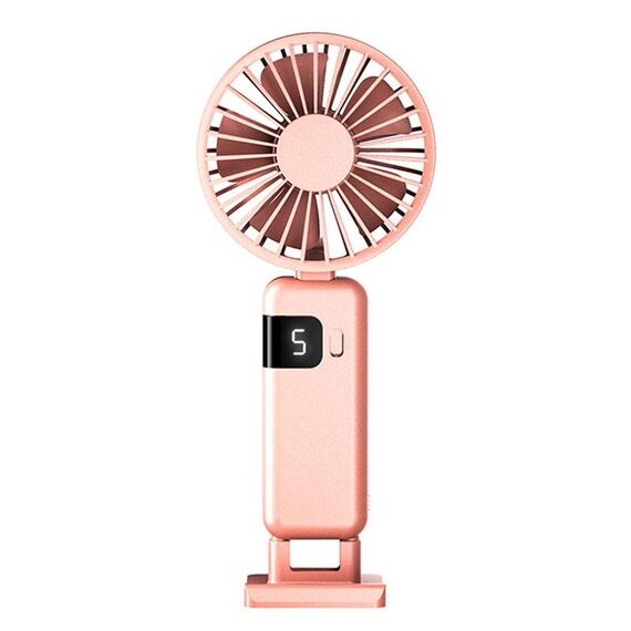 Display digitale portatile Appeso al collo Muto Piccolo ventilatore USB Ricaricabile Ventilatore pieghevole portatile(Rosa)
