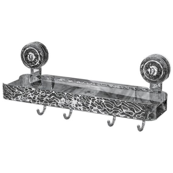 Scaffale a ventosa per bagno, senza perforazione, per bagno domestico, scaffale organizzato a parete (grigio trasparente)