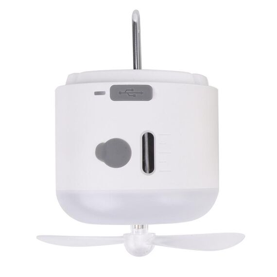 Tenda da campeggio esterna appesa alla luce ambientale con ventola per umidificazione a spruzzo magnetico (bianca)