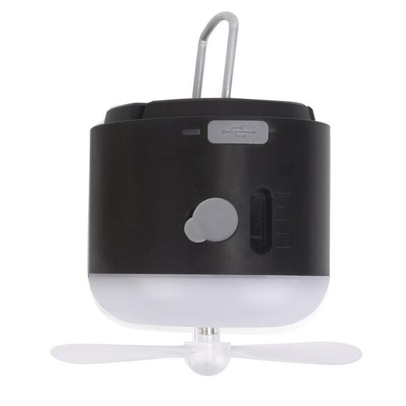 Tenda da campeggio esterna appesa alla luce ambientale con ventola per umidificazione a spruzzo magnetico (nero)
