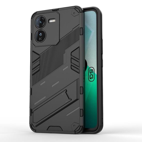 Per vivo iQOO Z9 5G Punk Armor 2 in 1 PC + custodia per telefono TPU con supporto (nero)