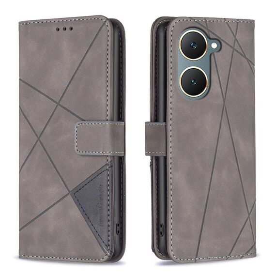 Per vivo Y03 4G Global Custodia in pelle con fibbia magnetica a rombo (grigio)