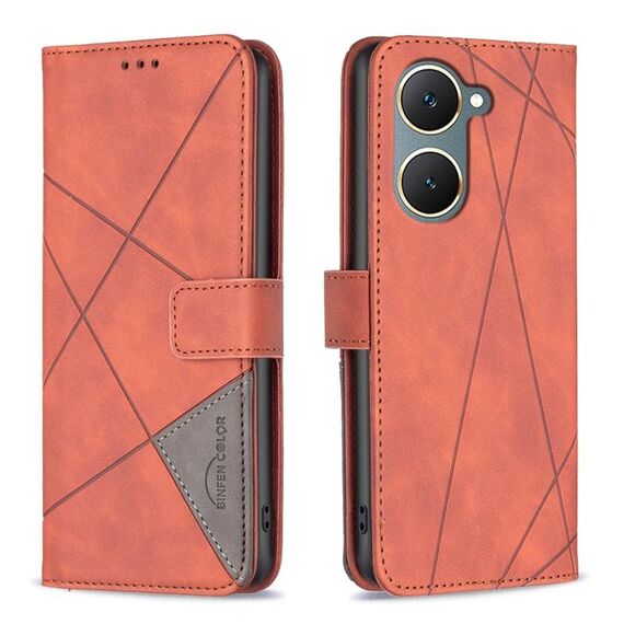 Per vivo Y03 4G Global Custodia in pelle con fibbia magnetica a rombo (marrone)