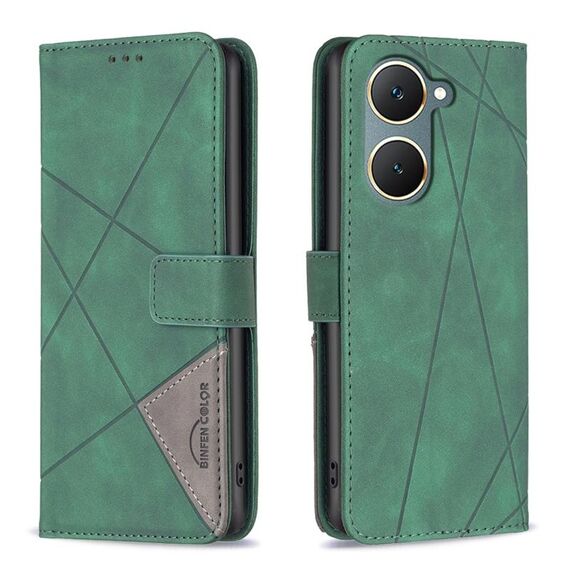 Per vivo Y03 4G Global Custodia in pelle con fibbia magnetica a rombo (verde)