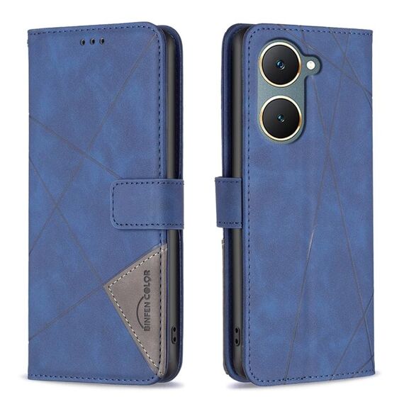 Per vivo Y03 4G Custodia per cellulare in pelle con struttura a rombo con fibbia magnetica globale (blu)