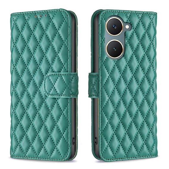 Per vivo Y03 4G Global Diamond Lattice Portafoglio Flip Custodia in pelle per telefono (Verde)