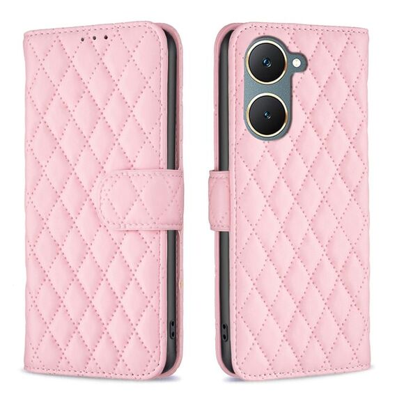 Per vivo Y03 4G Global Diamond Lattice Portafoglio Flip Custodia in pelle per telefono (rosa)