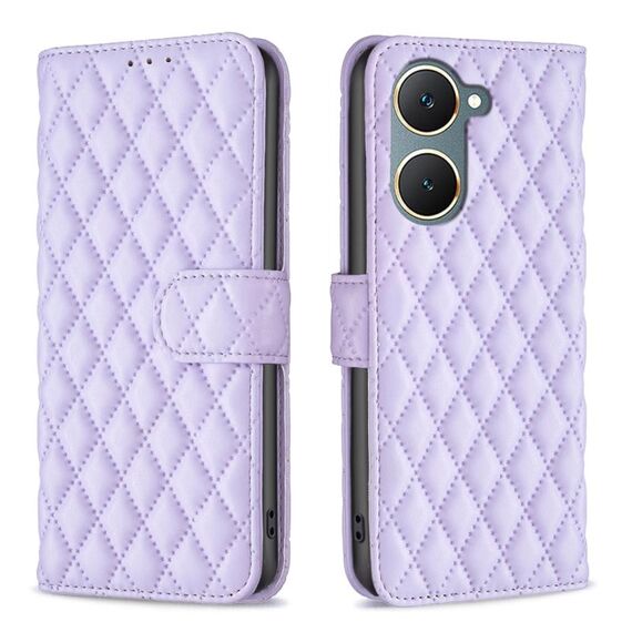 Per vivo Y03 4G Global Diamond Lattice Portafoglio Flip Custodia in pelle per telefono (Viola)
