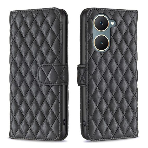 Per vivo Y03 4G Global Diamond Lattice Portafoglio Flip Custodia in pelle per telefono (Nero)