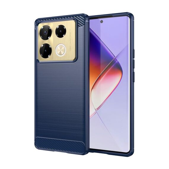 Per Infinix Note 40 Pro+ 5G Custodia per telefono TPU in fibra di carbonio con texture spazzolata (blu)