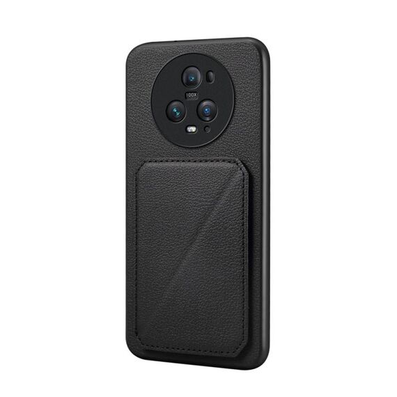 Per Honor Magic5 Pro 5G D04 Custodia per telefono con doppio slot per scheda texture vitello (nero)