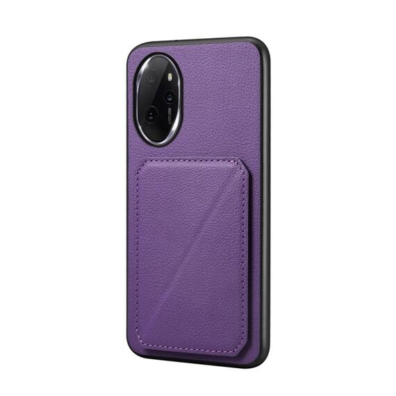 Per Honor 100 Pro D04 Custodia per telefono con doppio slot per scheda texture vitello (viola)